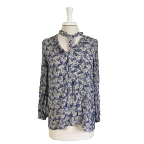 Lucky Brand Blue White Blouse Tunic with Tie Small - Picture 1 of 4